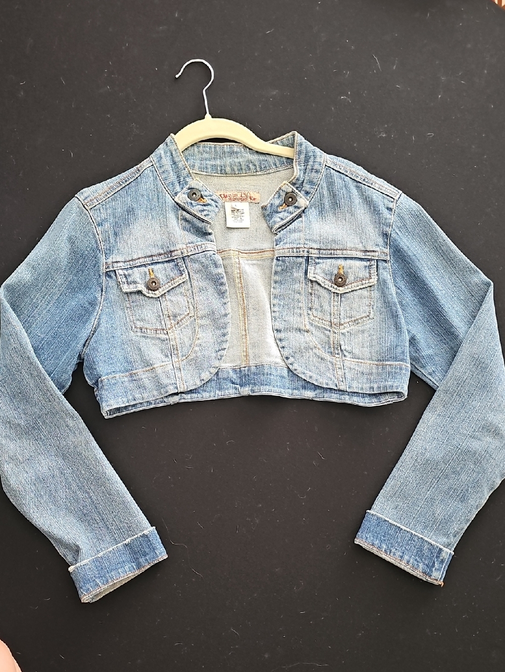 Vintage Paris Blues Light Blue Cropped Denim Jacket 90s Y2K